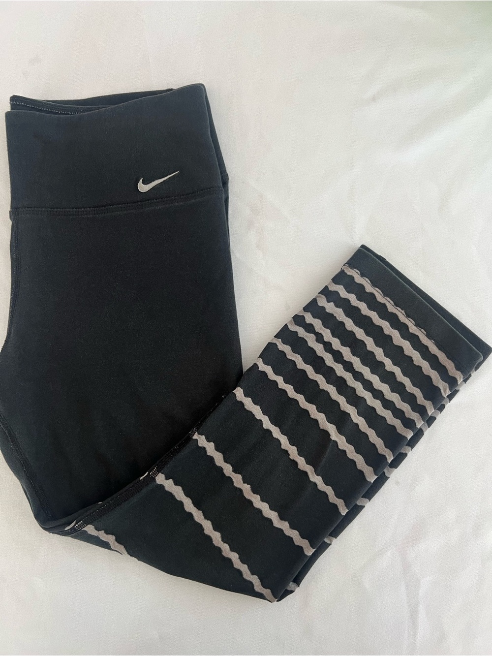 Nike Dri-Fit Capri Black Leggings with Mesh Strips